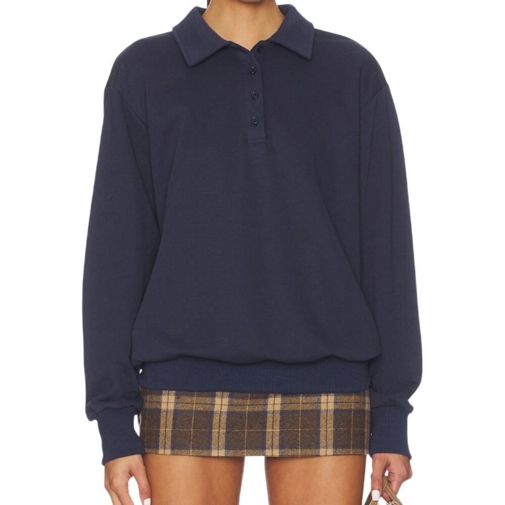 ALL THE WAYS Rana Polo Top in Navy, Size L - Picture 1 of 6